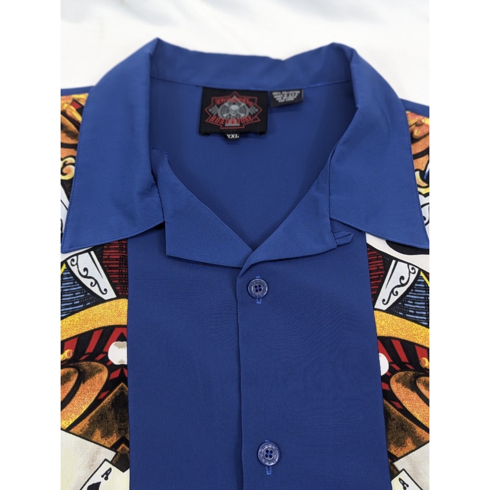 Dragonfly Shirt Mens XXL Casino Dice Poker Graphic Button Up Blue Roulette USA - Picture 7 of 9